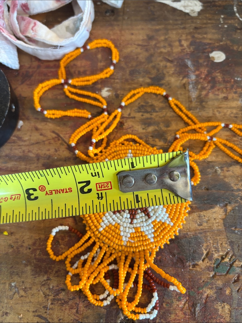 Native American Hand Beaded Necklace Pendant Seed Bead Vintage Estate Sale 26” - Picture 4 of 4